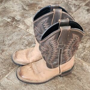 J.B. Dillon Kids' Brown Leather Cowboy Boots Size 13.5